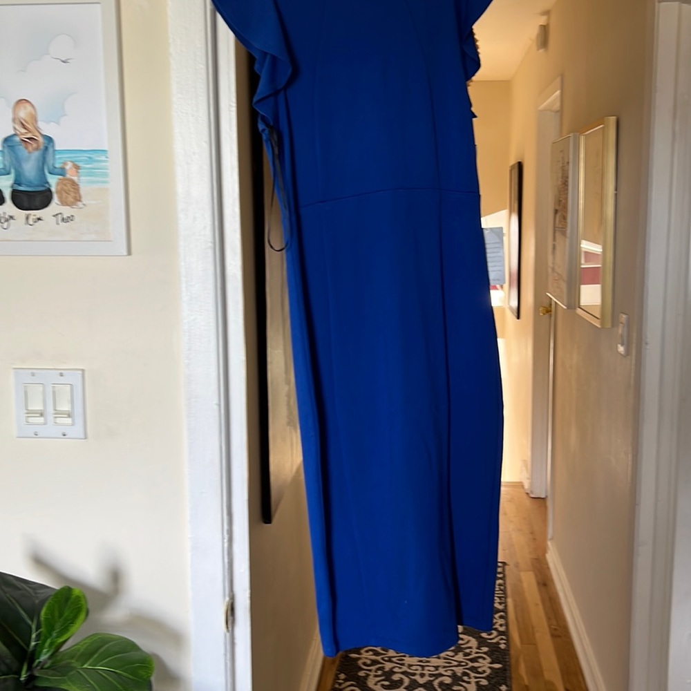 Royal blue dress with zipper up back. Can where for work & date night. Brand new